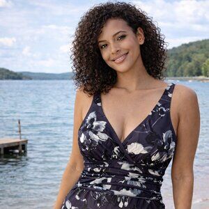 Summer Mae women's one piece blue floral bathing suit